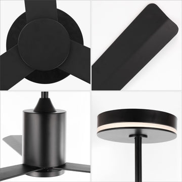 Levi 52" 1-Light Contemporary Minimalist 6-Speed Iron Height Adjustable Integrated LED Ceiling Fan with Remote - JONATHAN Y